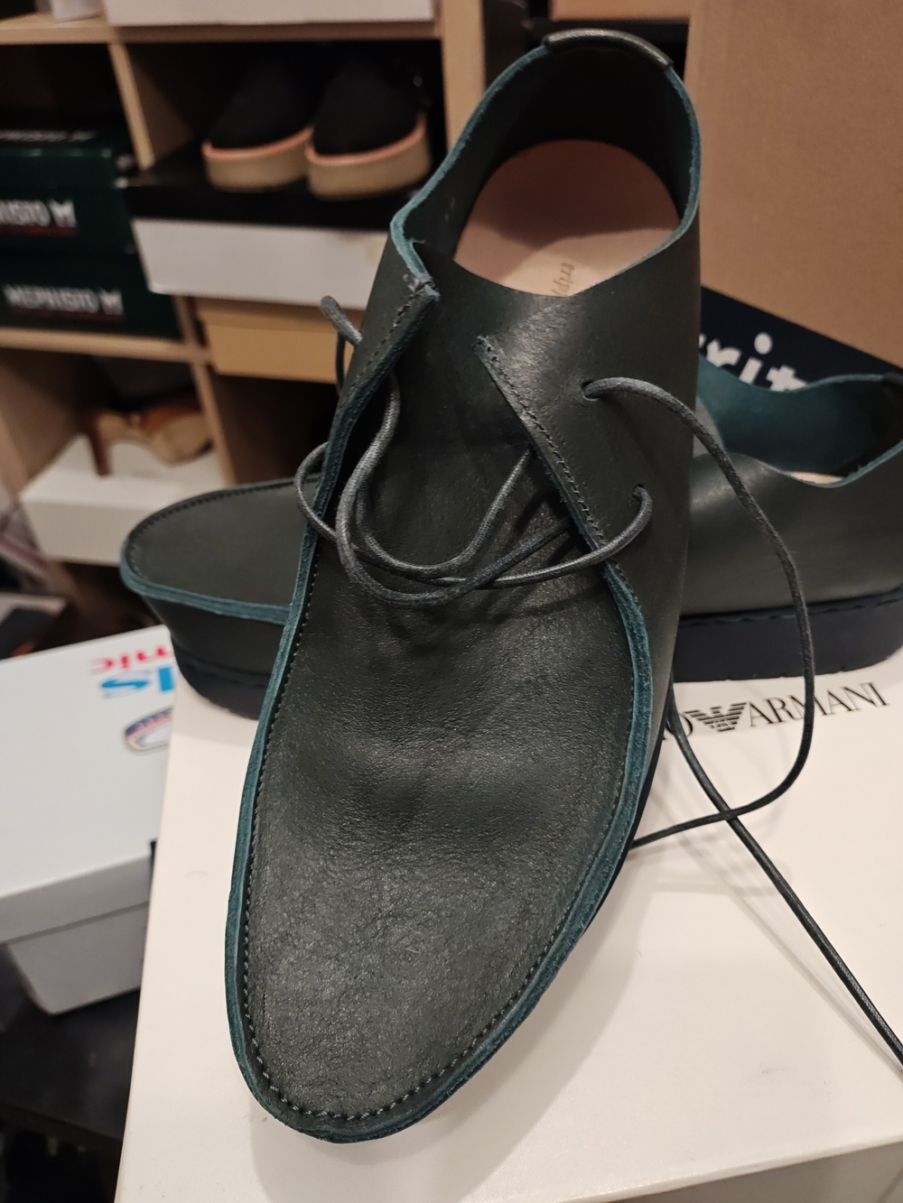 Classic Trippen Leather Lace-Up Shoes in Dark Green 39 - Picture 6 of 15